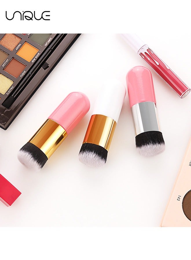 Unique 2 Pieces Foundation Brush, Chubby Makeup Brush, Suit For Blending Liquid, Cream or Flawless Powder Cosmetics(White & Pink) - Image 5