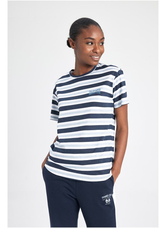 DeFacto - Woman Standart Fit Crew Neck Knitted Short Sleeve T-Shirt - Image 1