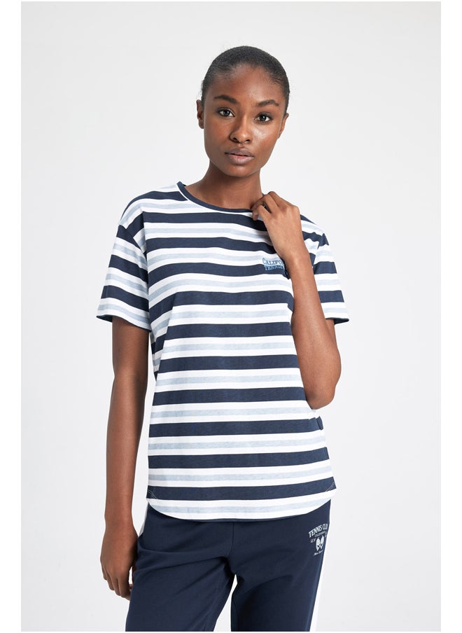 DeFacto - Woman Standart Fit Crew Neck Knitted Short Sleeve T-Shirt - Image 1