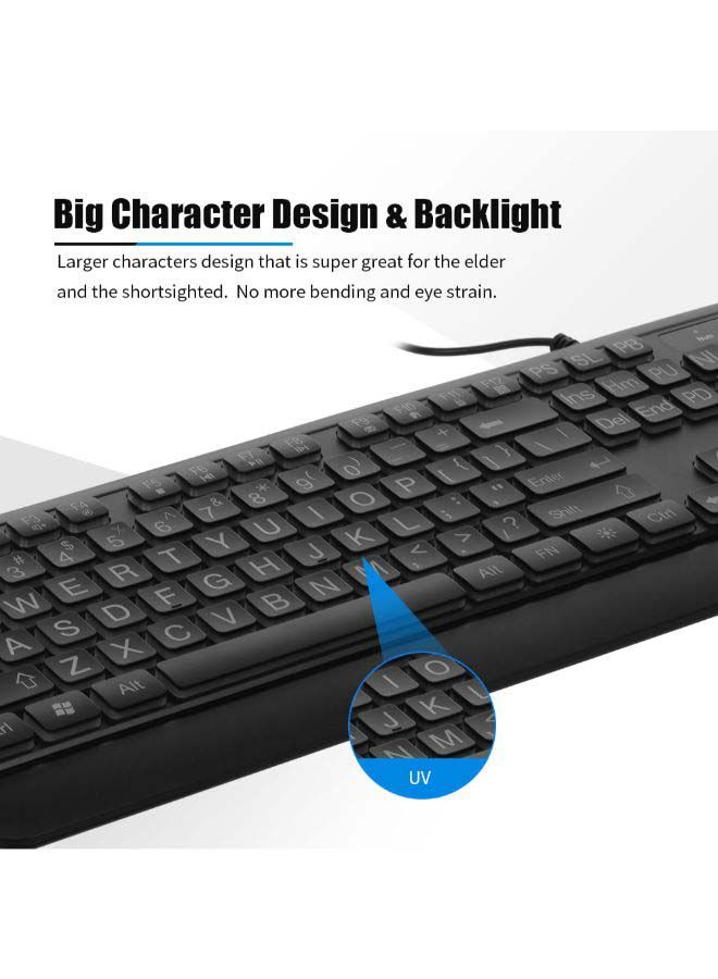 NIBEMINENT USB Wired Keyboard - English Black - Image 2