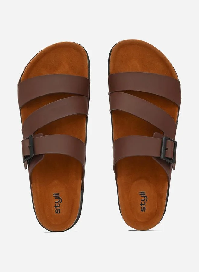 Styli Platform Sole Double Band Buckle Detail Sandals