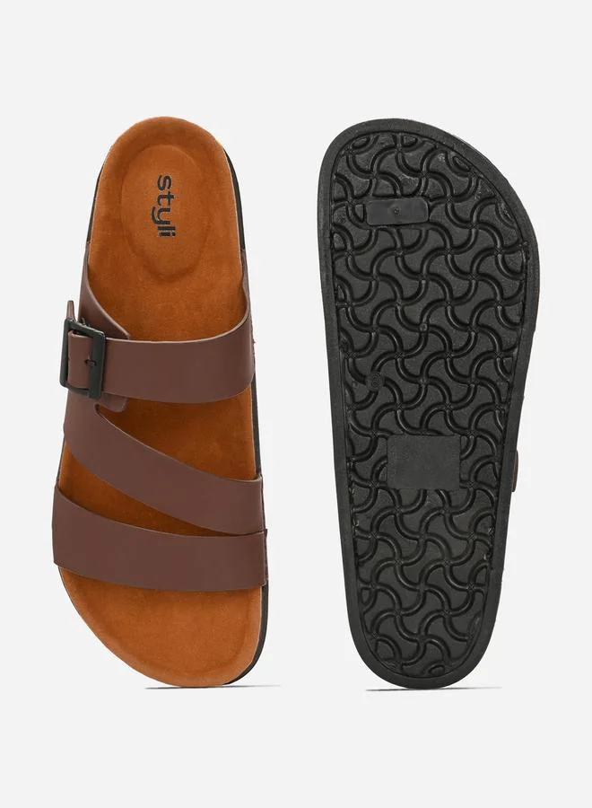 Styli Platform Sole Double Band Buckle Detail Sandals