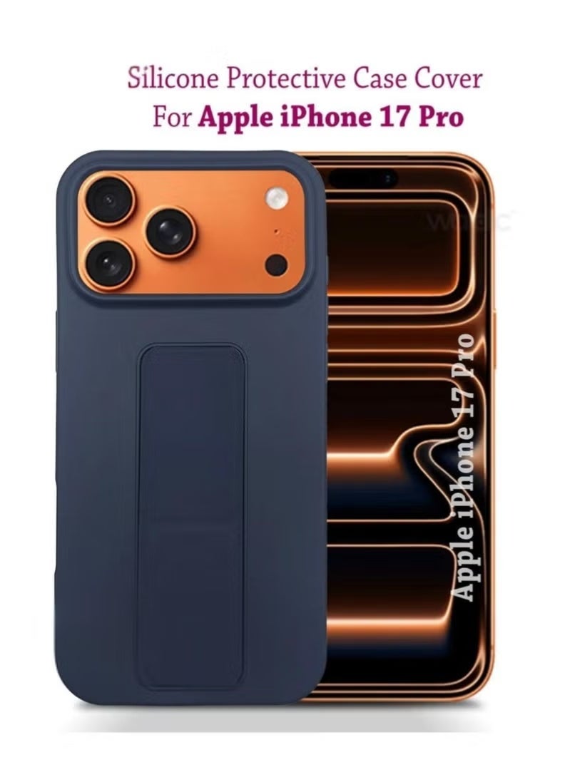 YJS Slim & Durable Apple iPhone 17 Pro Case Cover with Built-In Magnetic Hand Grip – 3-in-1 Shock-Absorbent Protective Phone Case in Stylish Blue Featuring Secure Handling Grip, Stand Function & Maximum Protection – Perfect Fit for iPhone 17 Pro - Image 1