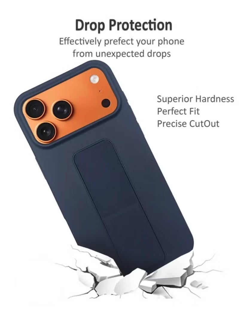 YJS Slim & Durable Apple iPhone 17 Pro Case Cover with Built-In Magnetic Hand Grip – 3-in-1 Shock-Absorbent Protective Phone Case in Stylish Blue Featuring Secure Handling Grip, Stand Function & Maximum Protection – Perfect Fit for iPhone 17 Pro - Image 2
