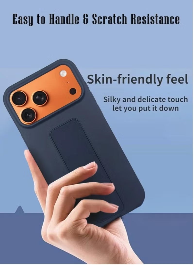 YJS Slim & Durable Apple iPhone 17 Pro Case Cover with Built-In Magnetic Hand Grip – 3-in-1 Shock-Absorbent Protective Phone Case in Stylish Blue Featuring Secure Handling Grip, Stand Function & Maximum Protection – Perfect Fit for iPhone 17 Pro - Image 4