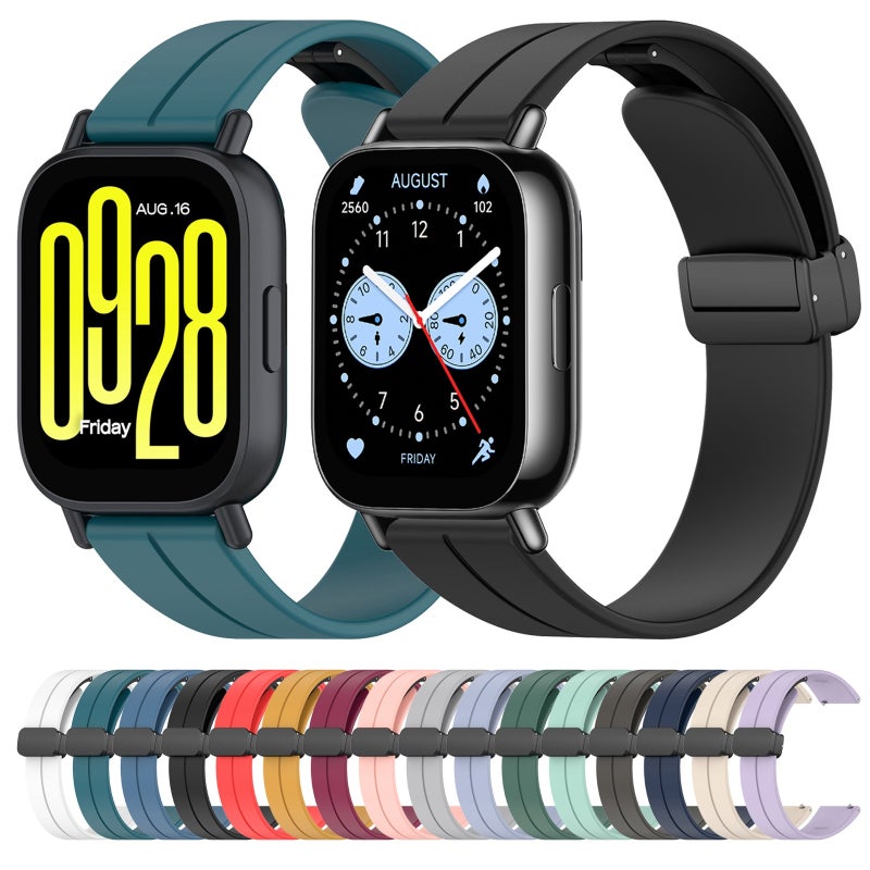 erorex For Redmi Watch 5 Lite Folding Magnetic Buckle Silicone Watch Band(Black) - Image 5