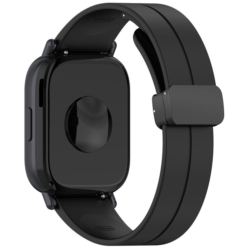 erorex For Redmi Watch 5 Lite Folding Magnetic Buckle Silicone Watch Band(Black) - Image 2