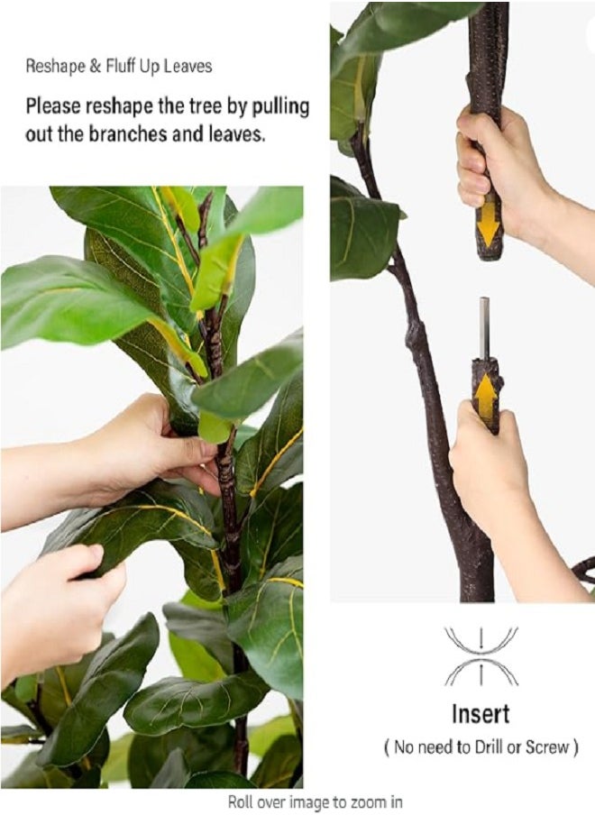 Generic 150cm Artificial Fiddle Leaf Fig Tree Fake Ficus Lyrata Plant with Leaves Faux Plants in Pot for Indoor Outdoor House Home Office Garden Modern Decoration Perfect Housewarming Gift  - Image 4