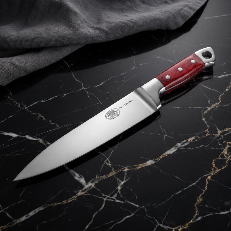 Professional Stainless Steel Chef Knife 35cm Ultra Sharp Rust Resistant Blade Wood Handle Integrated with Stainless Steel for Meat Chicken Fish Vegetables Fruits Suitable for Home Kitchen Restaurant - Image 1