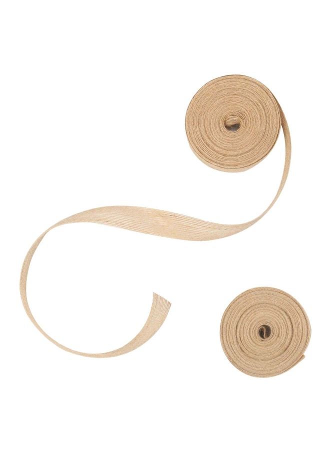 Set of 2 Natural Jute Burlap Craft Ribbon Brown - Image 1