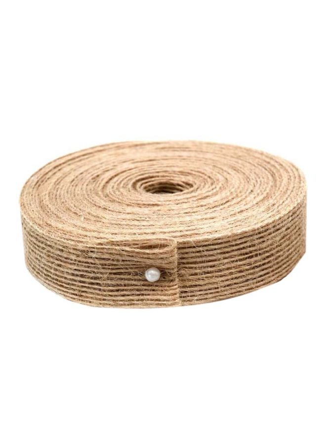Set of 2 Natural Jute Burlap Craft Ribbon Brown - Image 2
