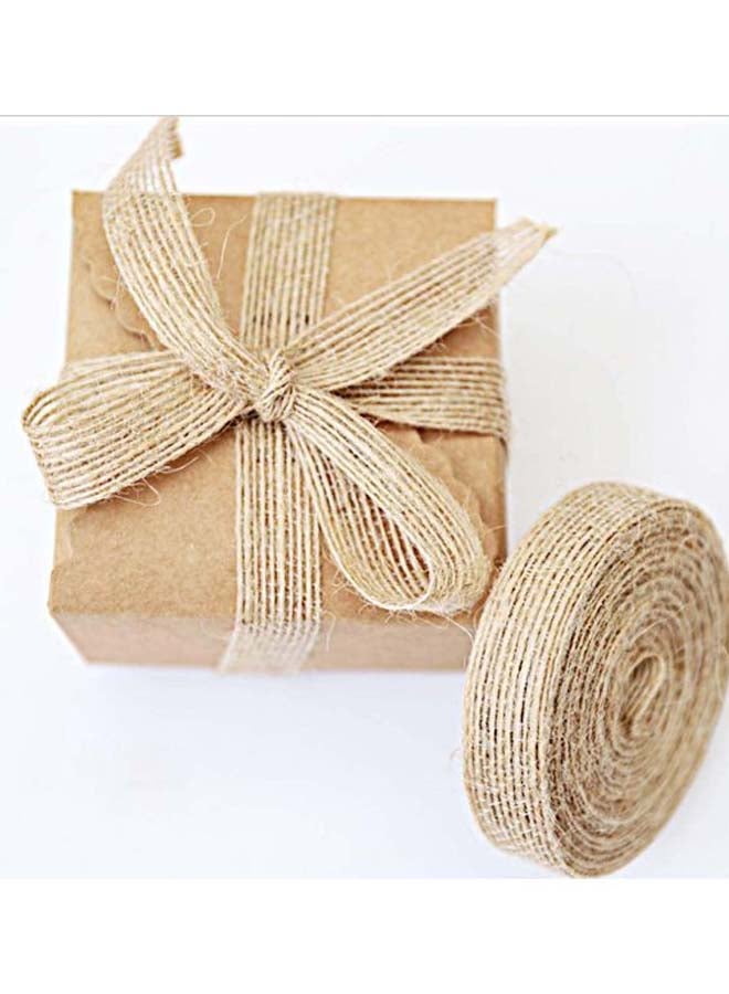Set of 2 Natural Jute Burlap Craft Ribbon Brown - Image 3