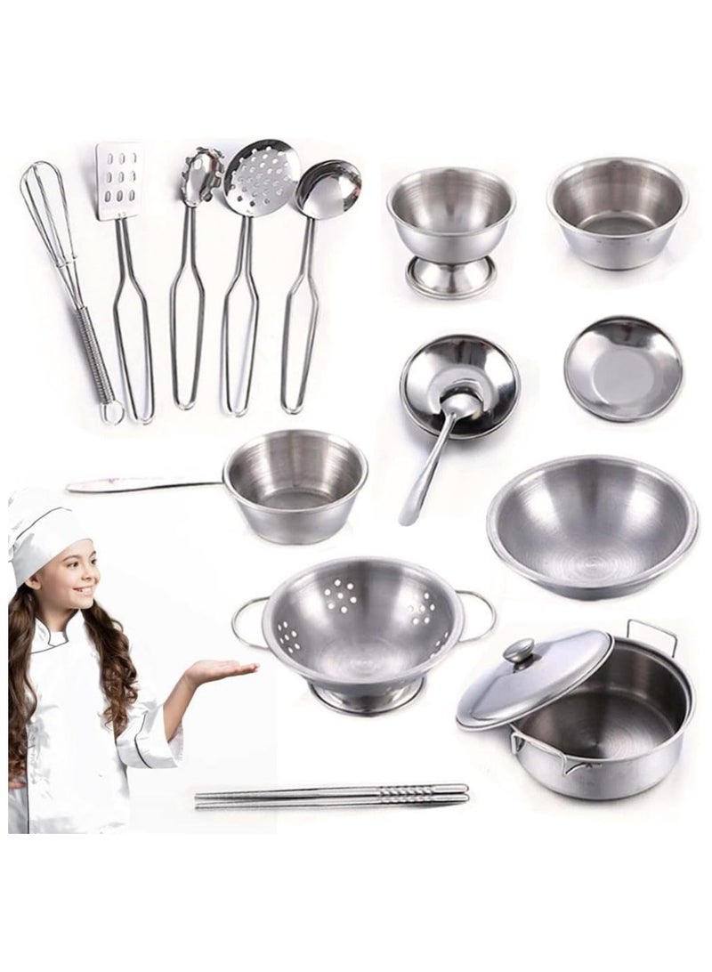المنزل الذكي ألعاب الطبخ، مجموعة أواني طهي للأطفال، مجموعة من الفولاذ المقاوم للصدأ مكونة من 16 قطعة لعب الأدوار الصغيرة، ألعاب المطبخ للفتيات والأولاد والأطفال من المنزل الذكي - Image 1