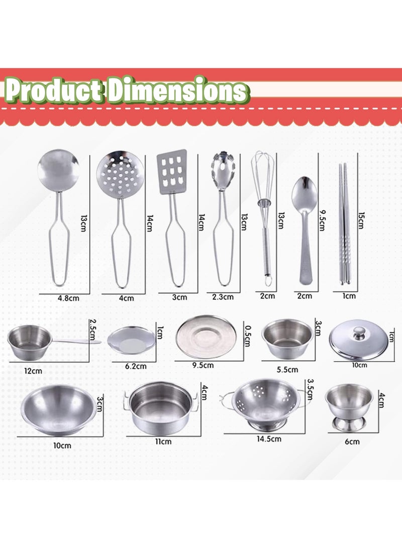 المنزل الذكي ألعاب الطبخ، مجموعة أواني طهي للأطفال، مجموعة من الفولاذ المقاوم للصدأ مكونة من 16 قطعة لعب الأدوار الصغيرة، ألعاب المطبخ للفتيات والأولاد والأطفال من المنزل الذكي - Image 2