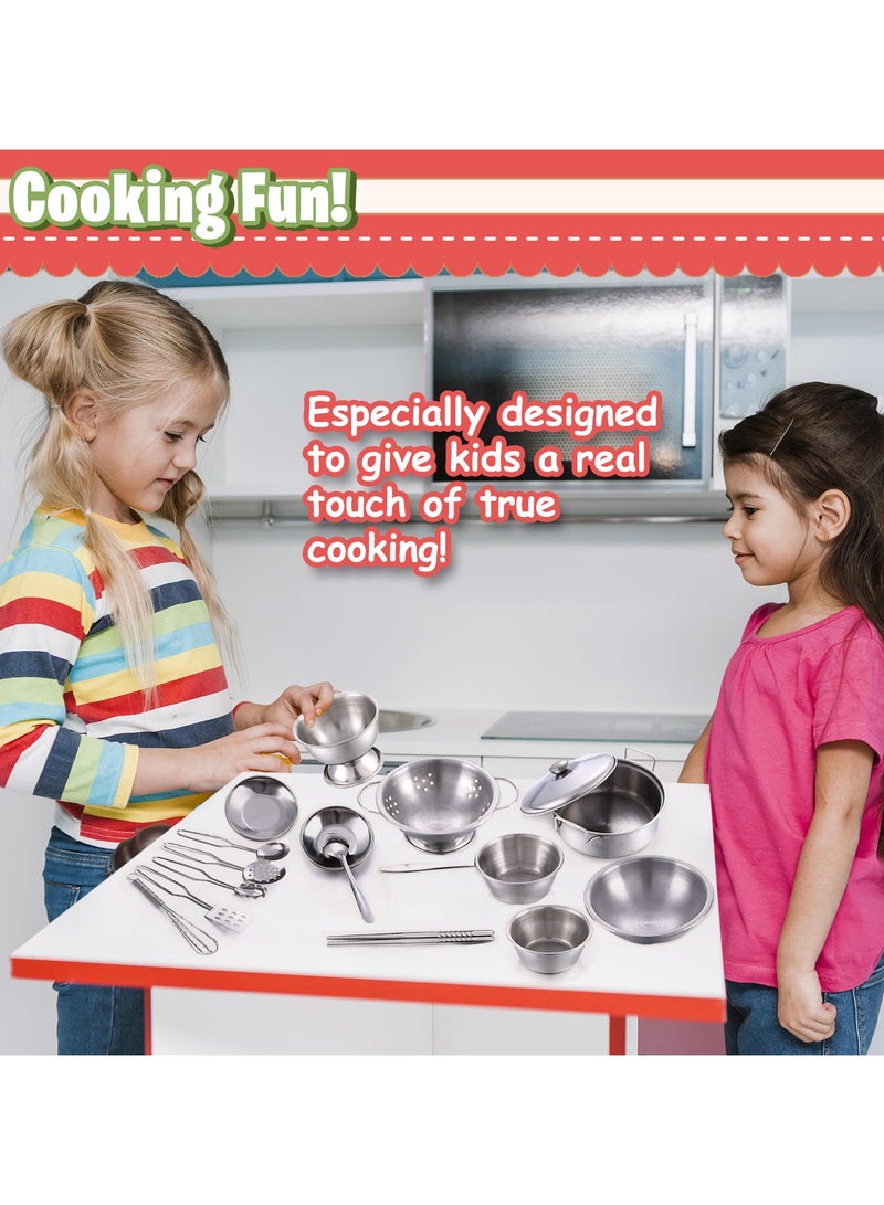 المنزل الذكي ألعاب الطبخ، مجموعة أواني طهي للأطفال، مجموعة من الفولاذ المقاوم للصدأ مكونة من 16 قطعة لعب الأدوار الصغيرة، ألعاب المطبخ للفتيات والأولاد والأطفال من المنزل الذكي - Image 4
