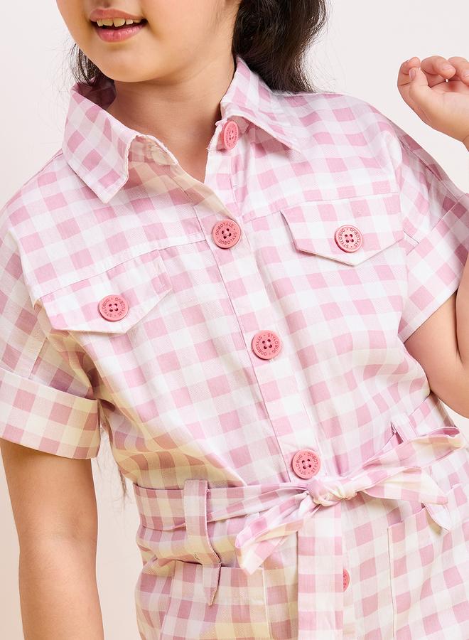 Stylo Bug Girls Checked Printed Collared Dress - Image 4
