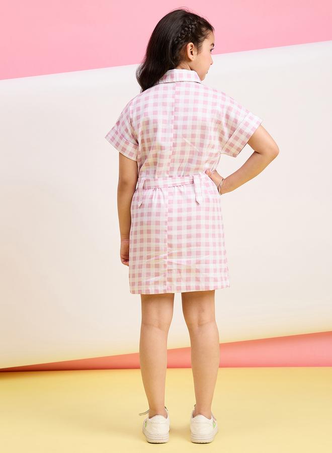 Stylo Bug Girls Checked Printed Collared Dress - Image 3