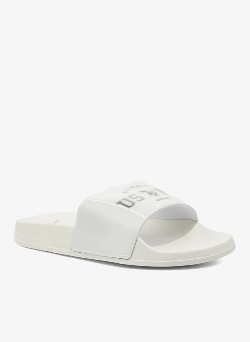 U.S. Polo Assn. Women's White Slides - Stylish Perfect for Casual Outfit