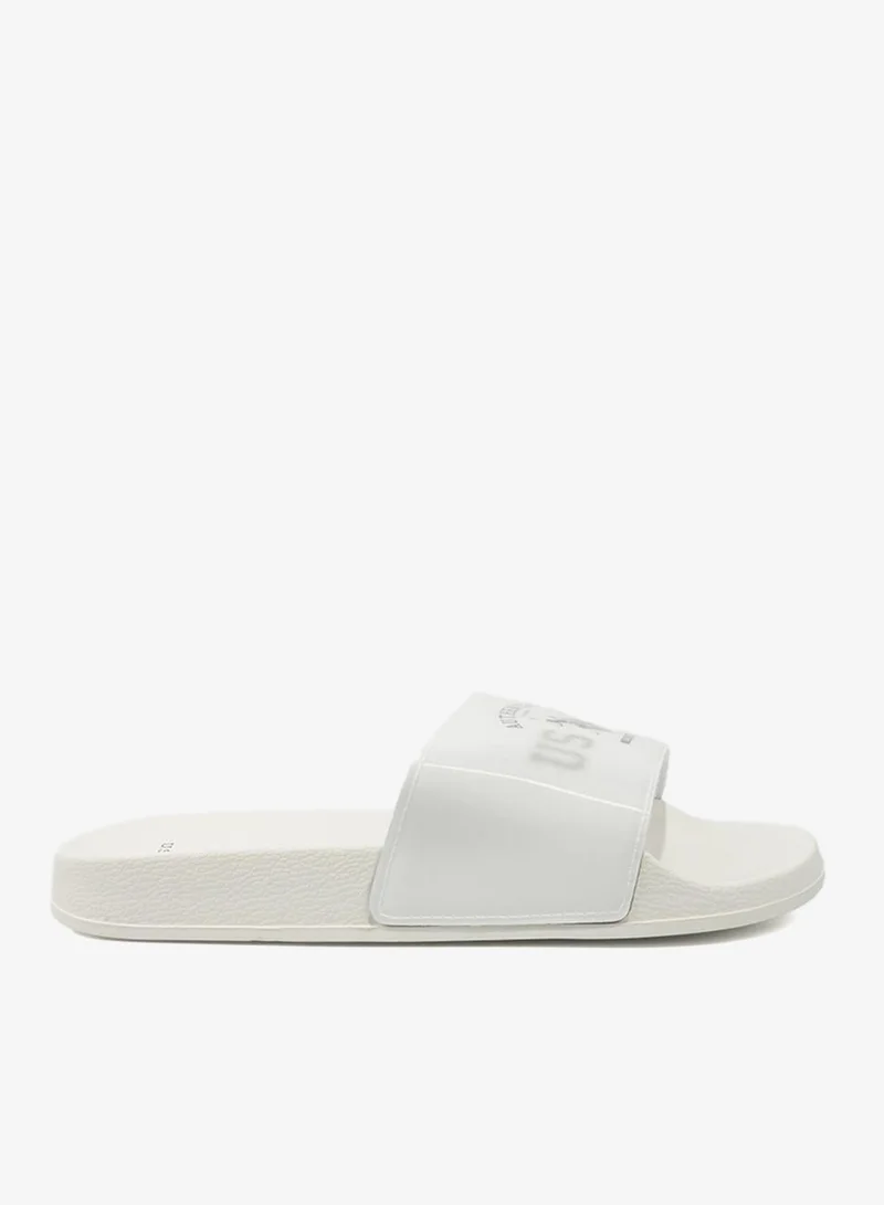 U.S. Polo Assn. Women's White Slides - Stylish Perfect for Casual Outfit