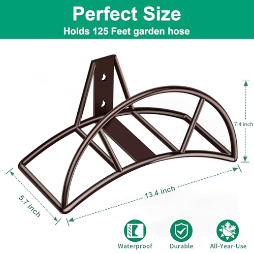 TomCare Garden Hose Holder Heavy Duty Water Hose Holder Wall Mount Hose Hanger Decorative Durable Garden Hose Storage Hose Reel Solid Metal Hose Stand Sturdy Hose Holders for Outside Yard, Bronze - Image 2