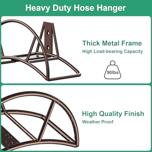 TomCare Garden Hose Holder Heavy Duty Water Hose Holder Wall Mount Hose Hanger Decorative Durable Garden Hose Storage Hose Reel Solid Metal Hose Stand Sturdy Hose Holders for Outside Yard, Bronze - Image 3
