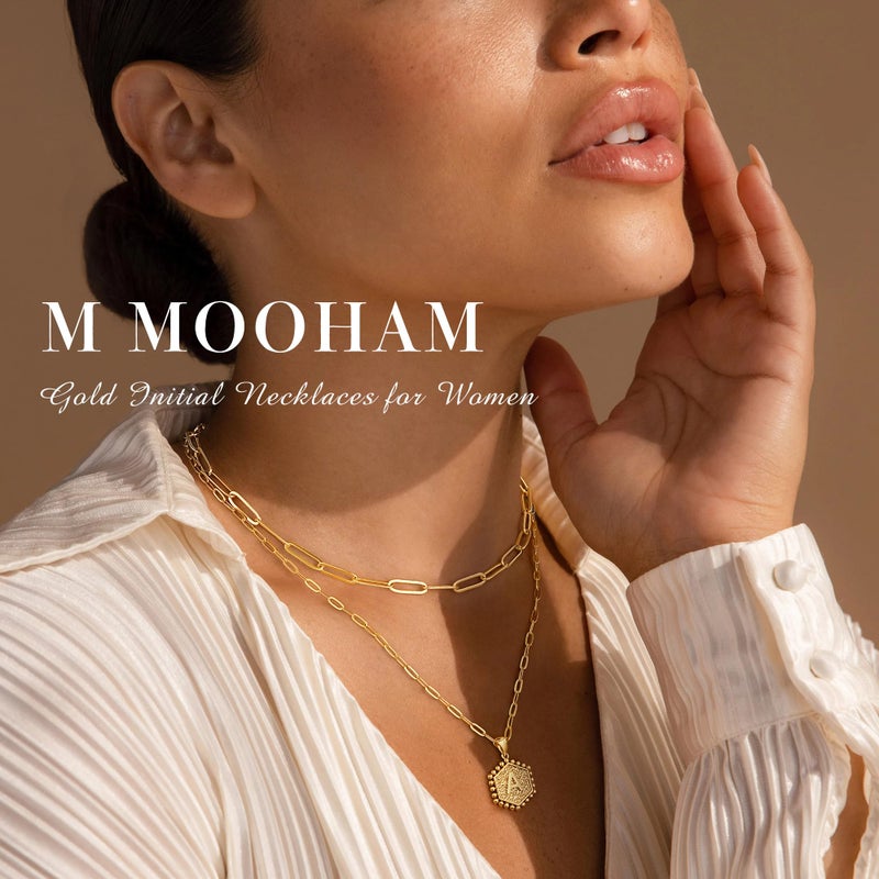 M MOOHAM Dainty Layered Initial Necklaces for Women -Statement Necklace Cute Letter Initial D Necklace Choker 14K-Gold-Plated Layered Necklaces for Women - Image 3