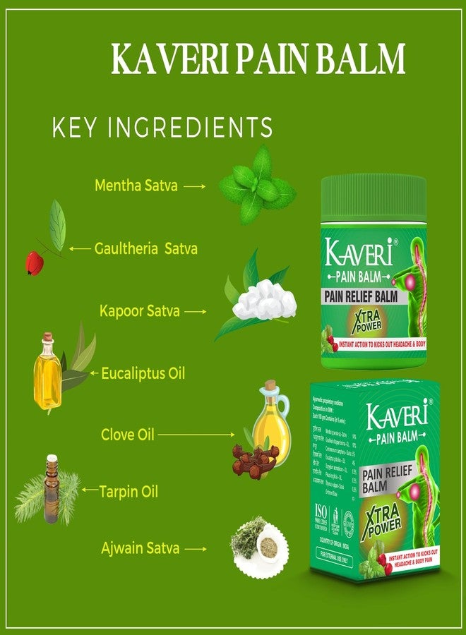 Kaveri Pain Relief Balm Ayurvedic xtra power balm for effective relief from headache and body pain,sprain and cold (pack of 10, 8gm each) - Image 4