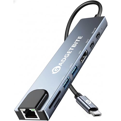 GadgetBite 8 in 1 Type C Docking Station USB C Hub with 4K HDMI, 100Mbps Ethernet, USB 3.0/2.0, TypeC 3.0 PD 100W Charging Port & USB C Port, SD & TF Card Slot for All Type C Devices MacBook, Laptop - Image 1