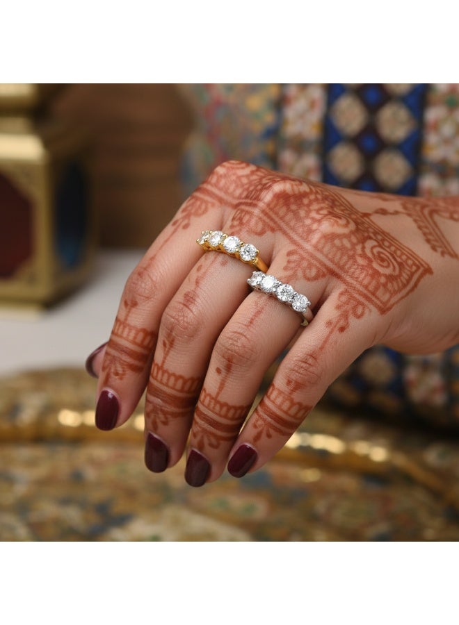 سنسيب خاتم زفاف مويسانيتي 3 ملم مكون من 5 احجار للنساء مع صندوق هدايا فاخر، مقاس قابل للتعديل - Image 2