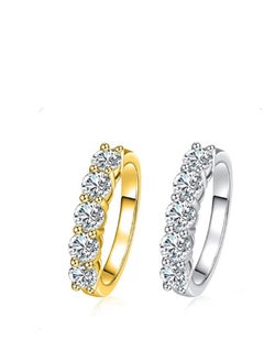 SYNSYB 3mm Moissanite Wedding Band 5-Stone Eternity Ring for Women with Luxury Gift Box, adjustable SIZE  - Image 1