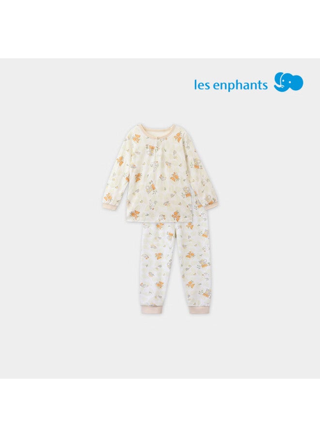 Les enphants Liyingfang Kids Long Sleeve Long Pants Underwear Set Autumn Clothes Cute Pets (two Buttons) 100 CM - Image 2