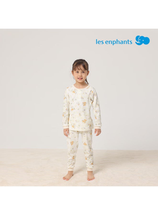 Les enphants Liyingfang Kids Long Sleeve Long Pants Underwear Set Autumn Clothes Cute Pets (two Buttons) 100 CM - Image 1