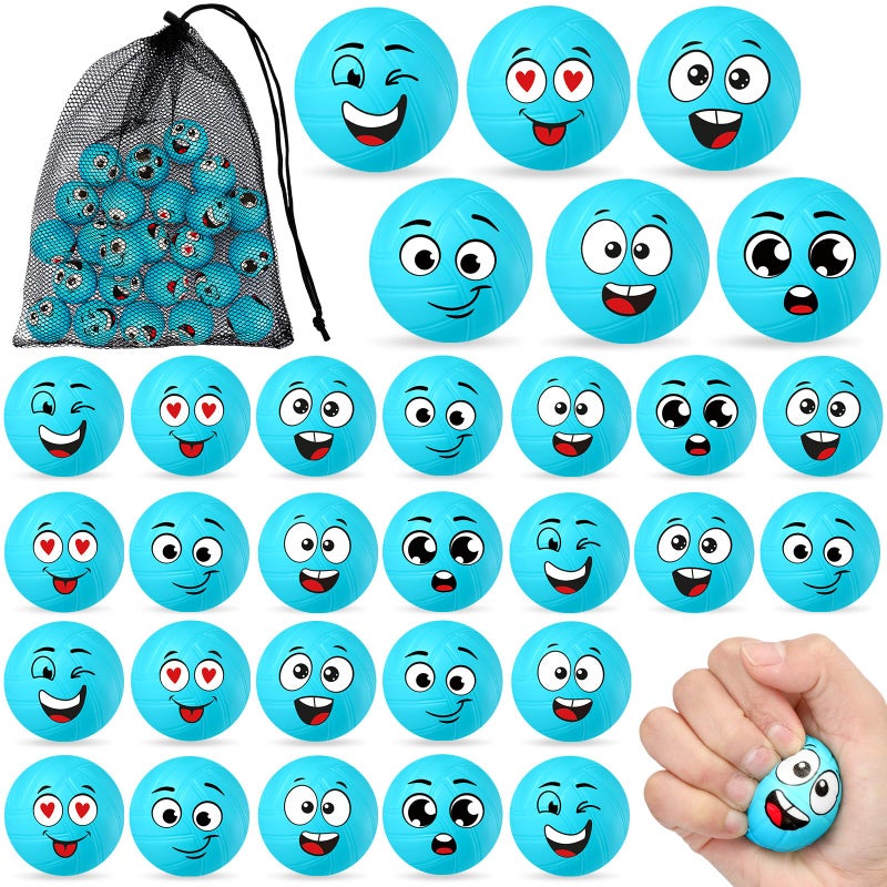 Shappy 48 Pcs Mini Volleyball Stress Balls 157 Squeeze Sports Stress Volleyball Ball Bulk with Black Mesh Drawstring Bag 6 Style Emotion Foam Toys for Birthday Party Favor SuppliesBlue - Image 3
