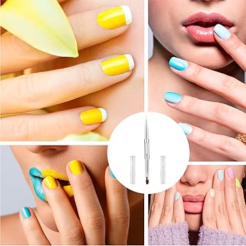 Psyqtsuary فرشاة تصميم الأظافر مزدوجة الطرف 2 قطعة مع مقبض من الكريستال فرشاة جل UV فرشاة أظافر رفيعة مجموعة فرشاة تحديد الأظافر فرشاة فن الأظافر لتصميم فن الأظافر - Image 5