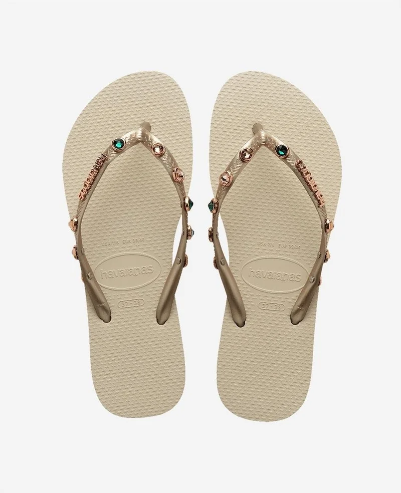havaianas Slim Luxury Beige Women's Gold Slippers