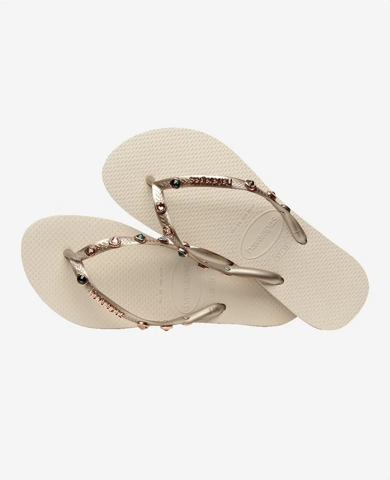 havaianas Slim Luxury Beige Women's Gold Slippers