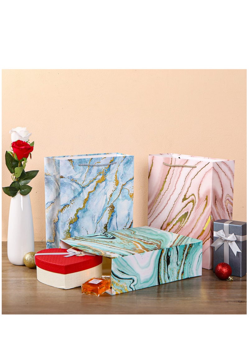 SYOSI 12 Pack Gift Bags Small Gift Bags Premium Gift Bags Small Bulk Gift Bags 4 Different Designs Foil Gift Bags for Baby Showers Birthdays Weddings Parties 18cm*23cm*10cm - Image 2