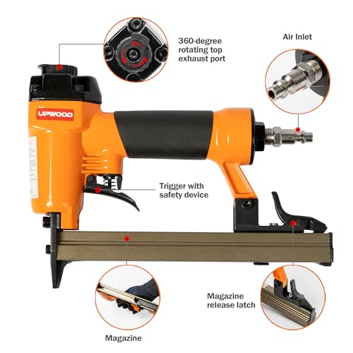 UPWOOD 7116 Pneumatic 22 Gauge Stapler 38Inch Crown 14Inch to 58Inch Length AirPowered Upholstery Stapler for Carpentry Woodworking and DIY Projects - Image 3