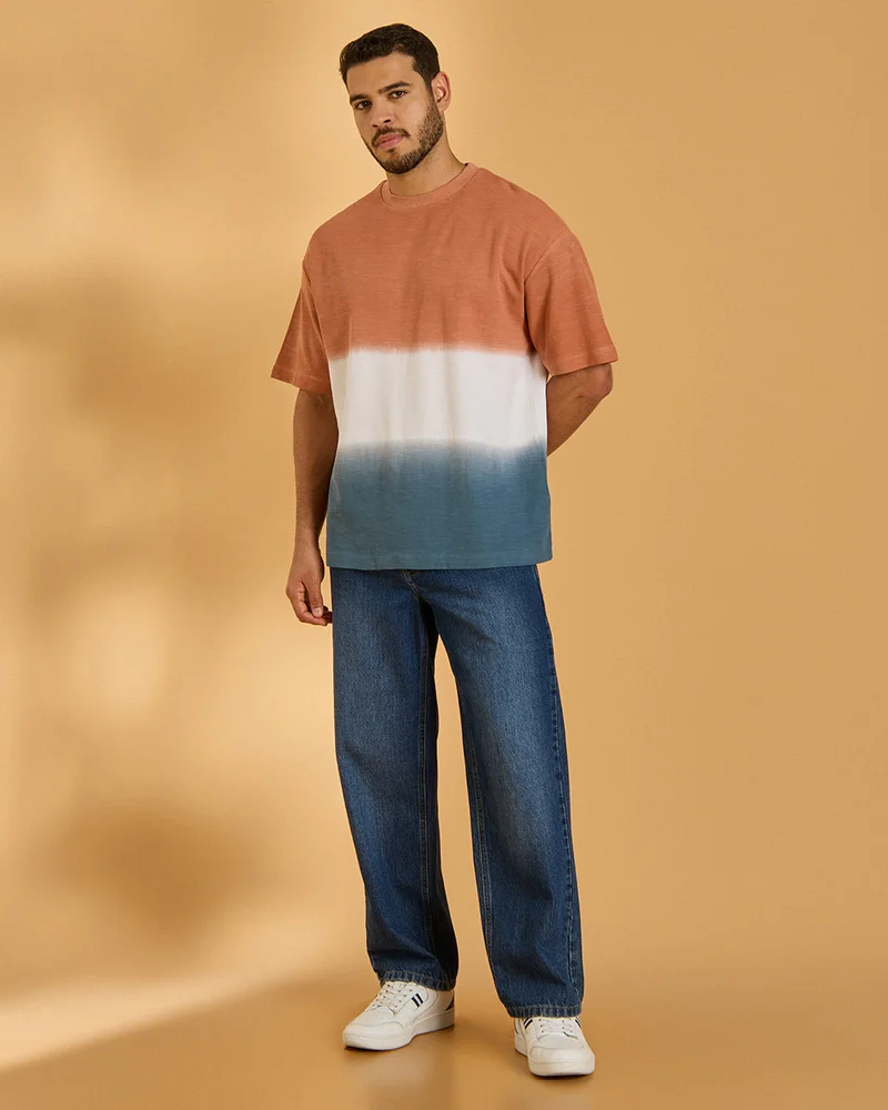 Redtag Men Orange Ombre T-Shirt