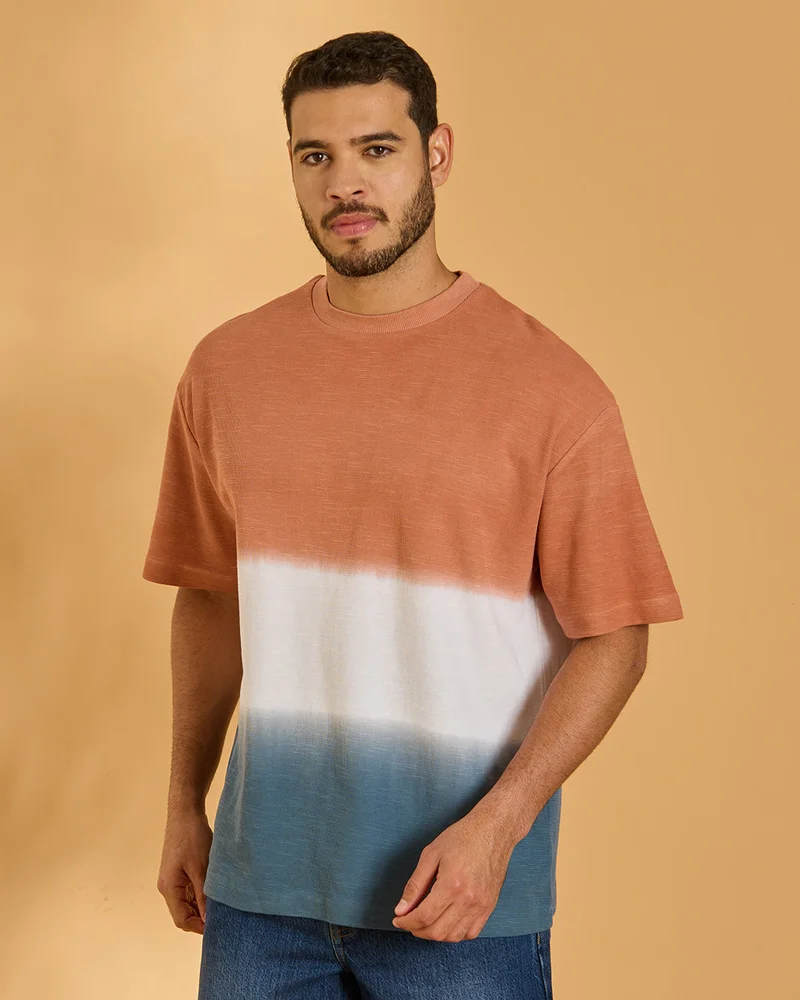 Redtag Men Orange Ombre T-Shirt