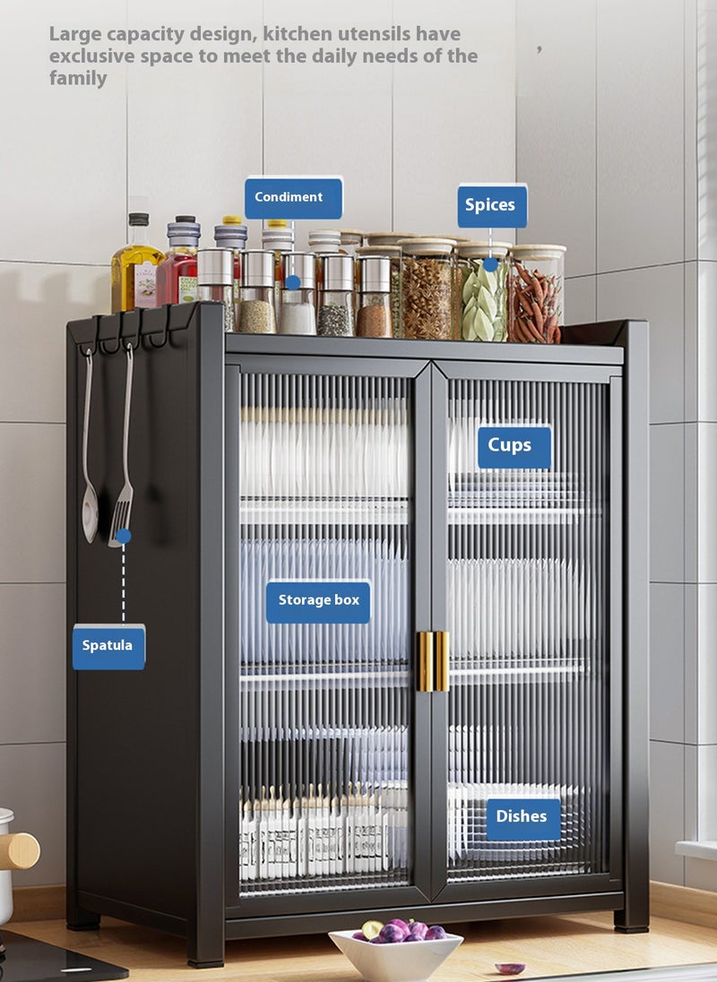 Sharpdo - Home Kitchen Dish Storage Cabinet With 4 Storage Hooks, 1/2/3-Layer Three-Dimensional Storage Cabinet - Image 1