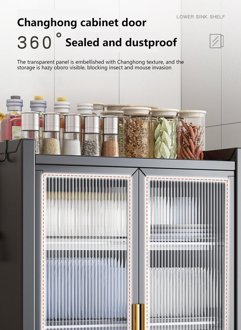 Sharpdo - Home Kitchen Dish Storage Cabinet With 4 Storage Hooks, 1/2/3-Layer Three-Dimensional Storage Cabinet - Image 1