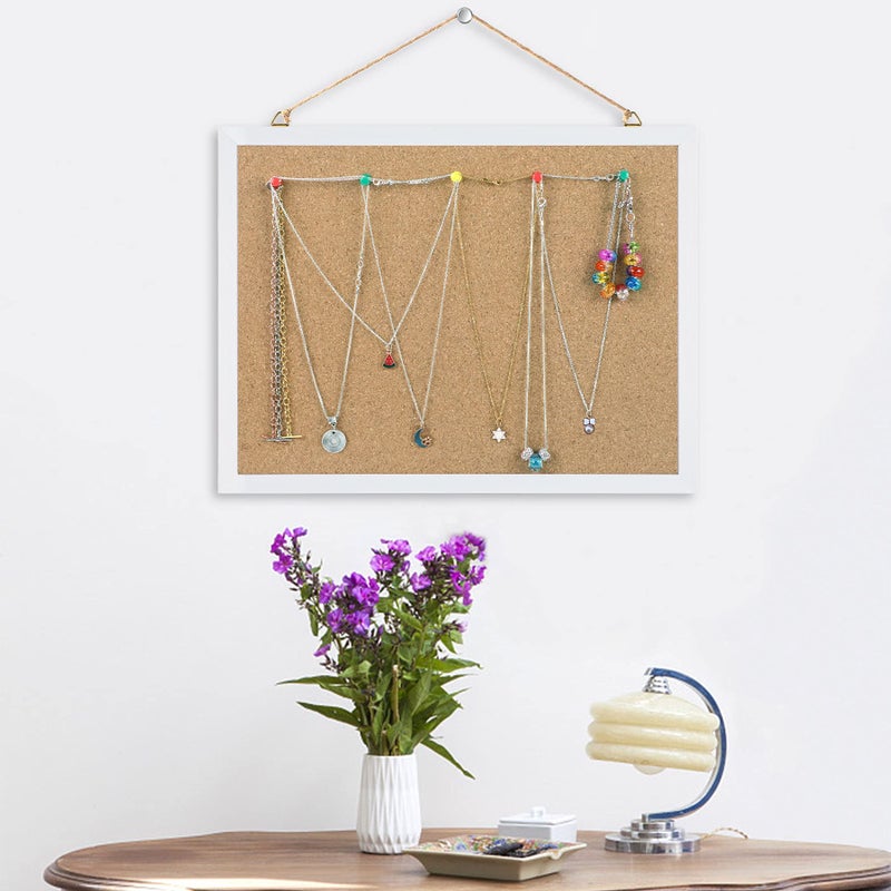 FEBSNOW Cork Board Bulletin Board 15.7 x 12 Inches with Rectangle White Frame Hanging Pin for Office Home Message Board or Vision Board Decoration - Image 5