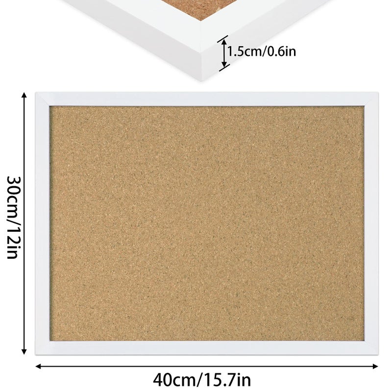 FEBSNOW Cork Board Bulletin Board 15.7 x 12 Inches with Rectangle White Frame Hanging Pin for Office Home Message Board or Vision Board Decoration - Image 2