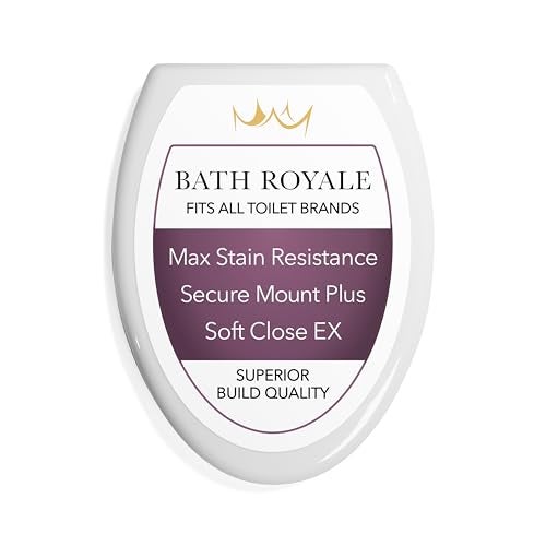 Bath Royale Slow Close Toilet Seat BR501-00 White Elongated, Stain-Resistant and Easy to Keep Clean, Heavy Duty Fits All Toilet Brands, Executive Series - Image 1