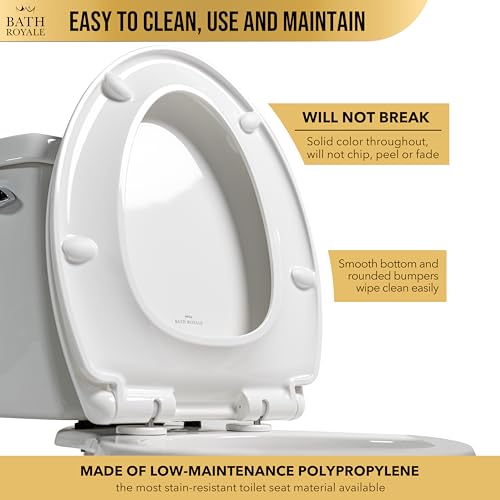 Bath Royale Slow Close Toilet Seat BR501-00 White Elongated, Stain-Resistant and Easy to Keep Clean, Heavy Duty Fits All Toilet Brands, Executive Series - Image 5
