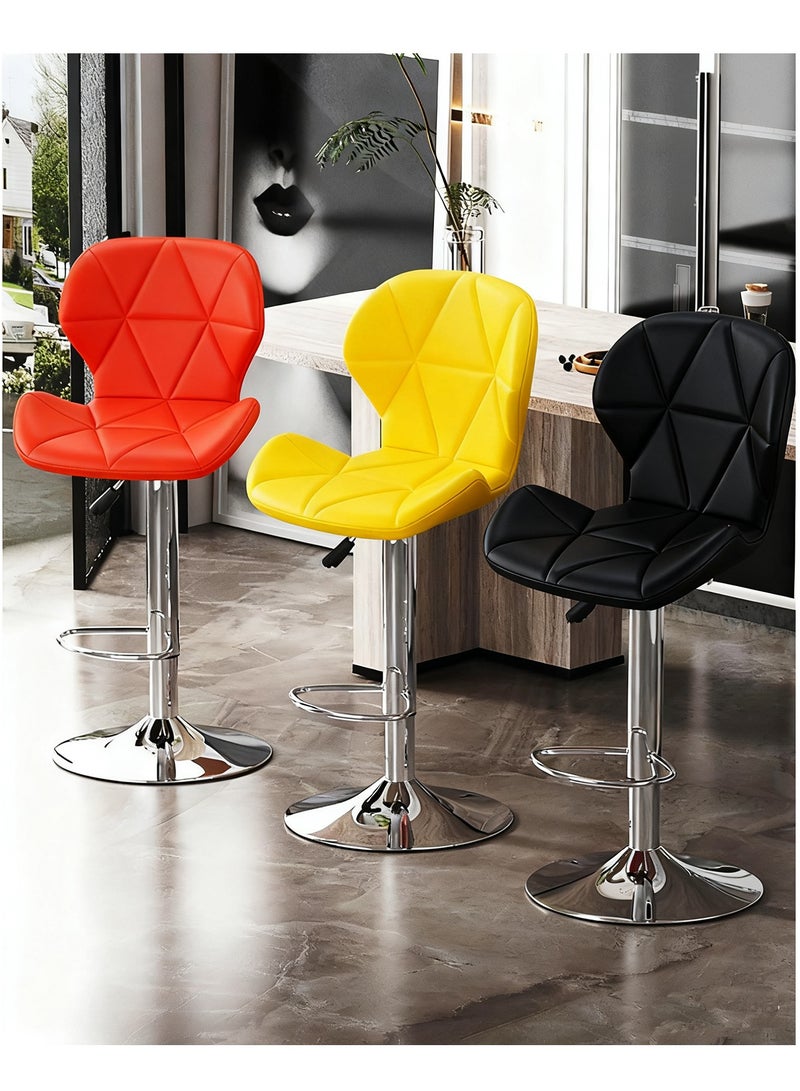 YY-Recheer Adjustable Swivel Bar Stool, Kitchen Swivel Chair with Footrest and Backrest, PU Leather Counter Stool for Dining Room, Bar - Image 2