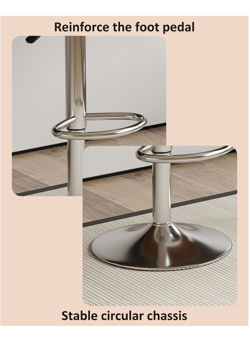 YY-Recheer Adjustable Swivel Bar Stool, Kitchen Swivel Chair with Footrest and Backrest, PU Leather Counter Stool for Dining Room, Bar - Image 5