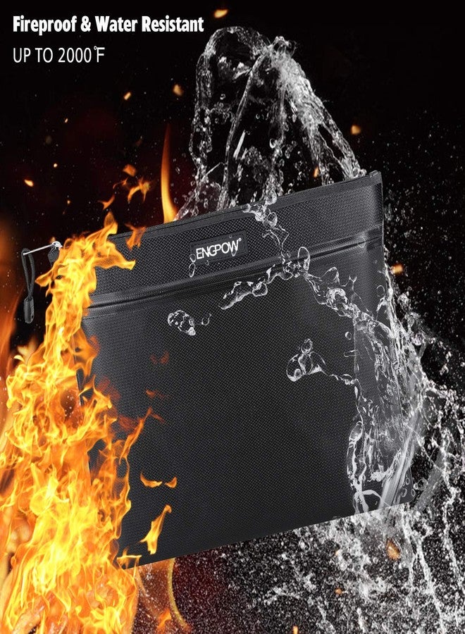 ENGPOW Fireproof Document Bag Two Pockets Two Zippers,Fireproof Safe Bag 13.4"x 10.2" Waterproof and Fireproof Money Bag Money Safe Pouch File Storage for A4 Document Holder,Cash and Tablet - Image 2
