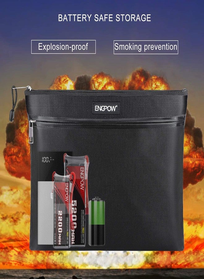 ENGPOW Fireproof Document Bag Two Pockets Two Zippers,Fireproof Safe Bag 13.4"x 10.2" Waterproof and Fireproof Money Bag Money Safe Pouch File Storage for A4 Document Holder,Cash and Tablet - Image 5